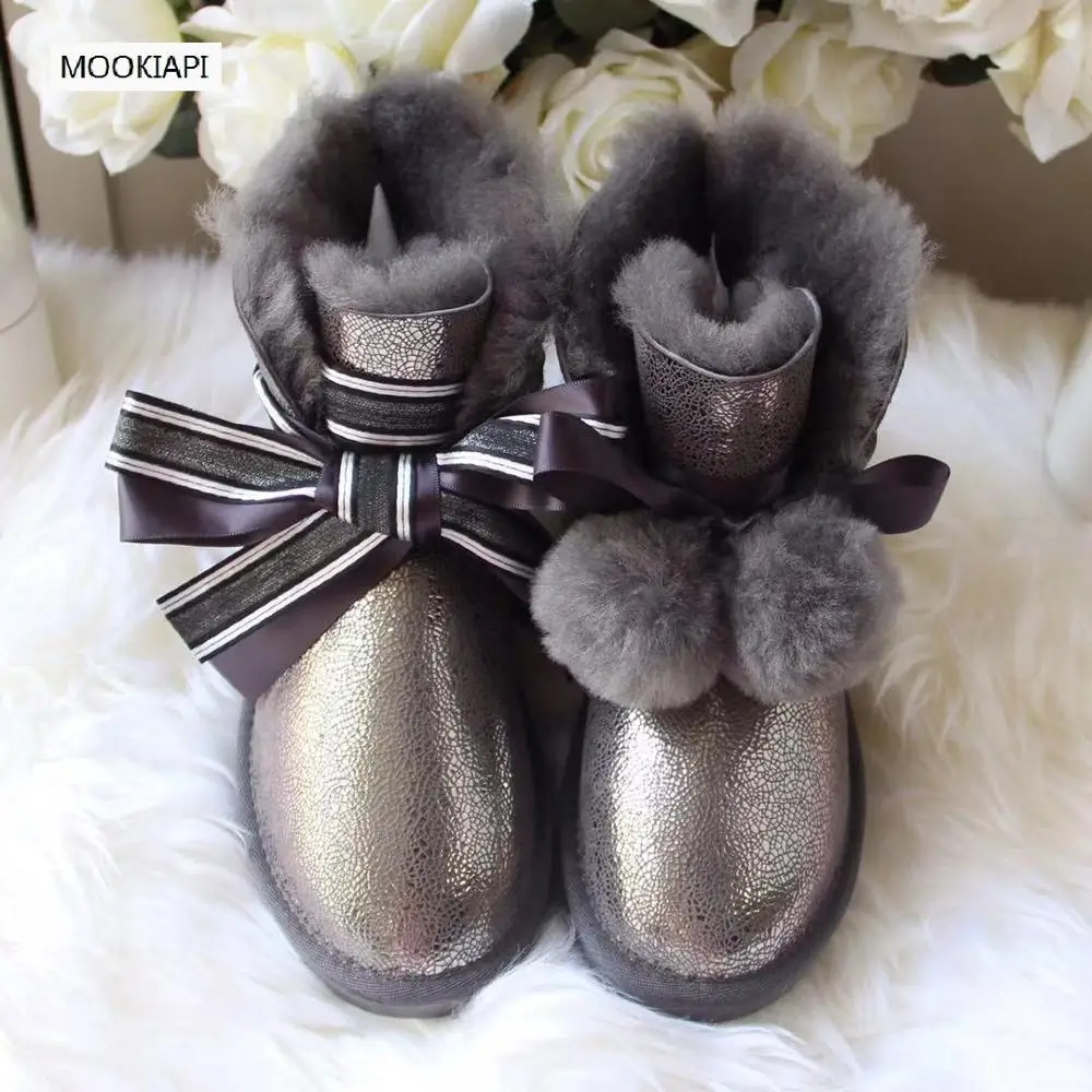 

2019 top quality brand women's snow boots, real sheepskin, 100% wool, fashionable women's shoes, free delivery, 6 colors