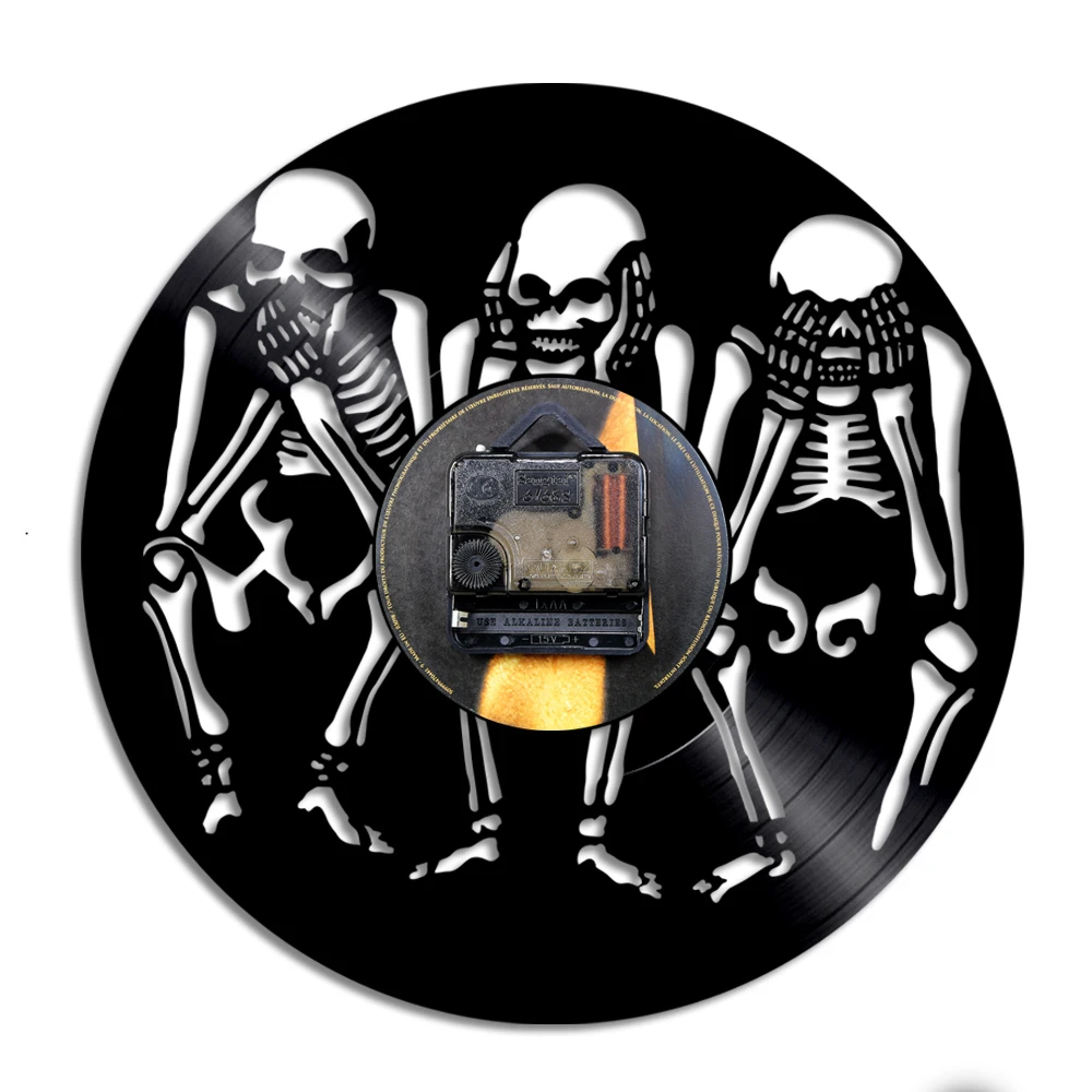 Настенные часы с черепами виниловые декоративные изображением мудрости черепов