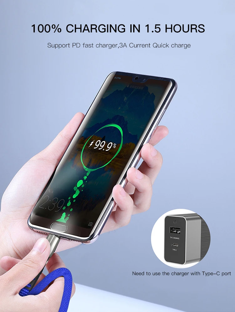 Hkhuibang usb type-C кабель для USB C кабель для samsung S10 S9 S8 Note 9 Xiaomi Phone PD 60W быстрое зарядное устройство 3,0 кабель для быстрой зарядки
