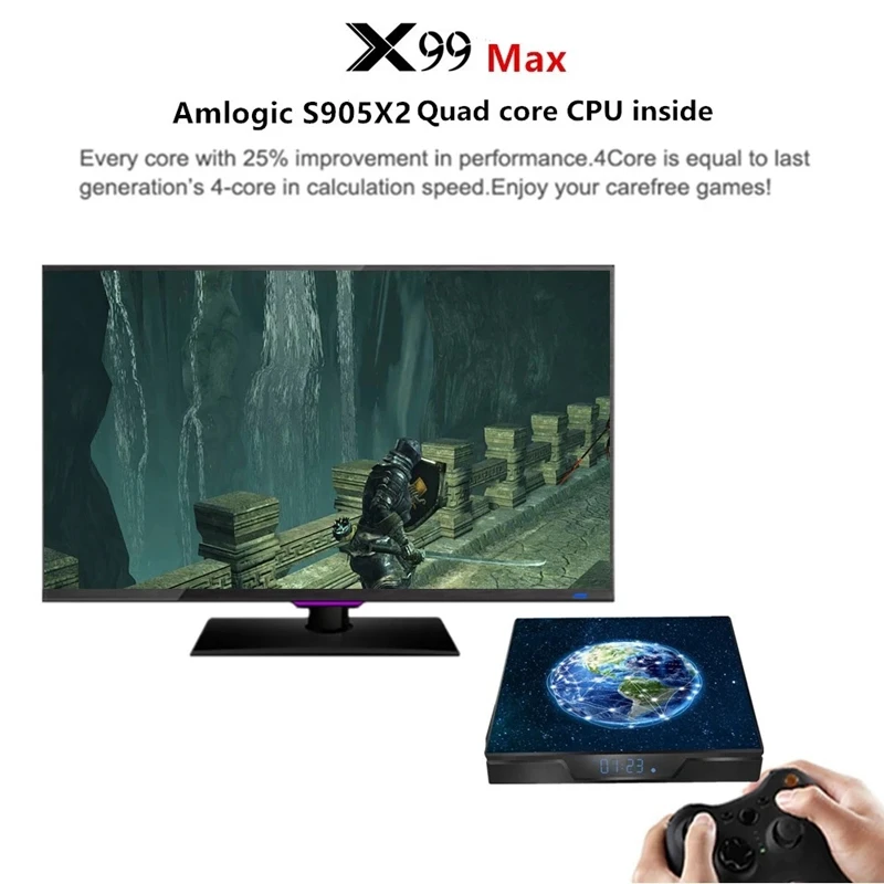 X99 Max Smart Android 9 0 ТВ приставка UHD 4K медиаплеер Amlogic S905X2 4 Гб DDR4 32 EMMC 2 4G/5G