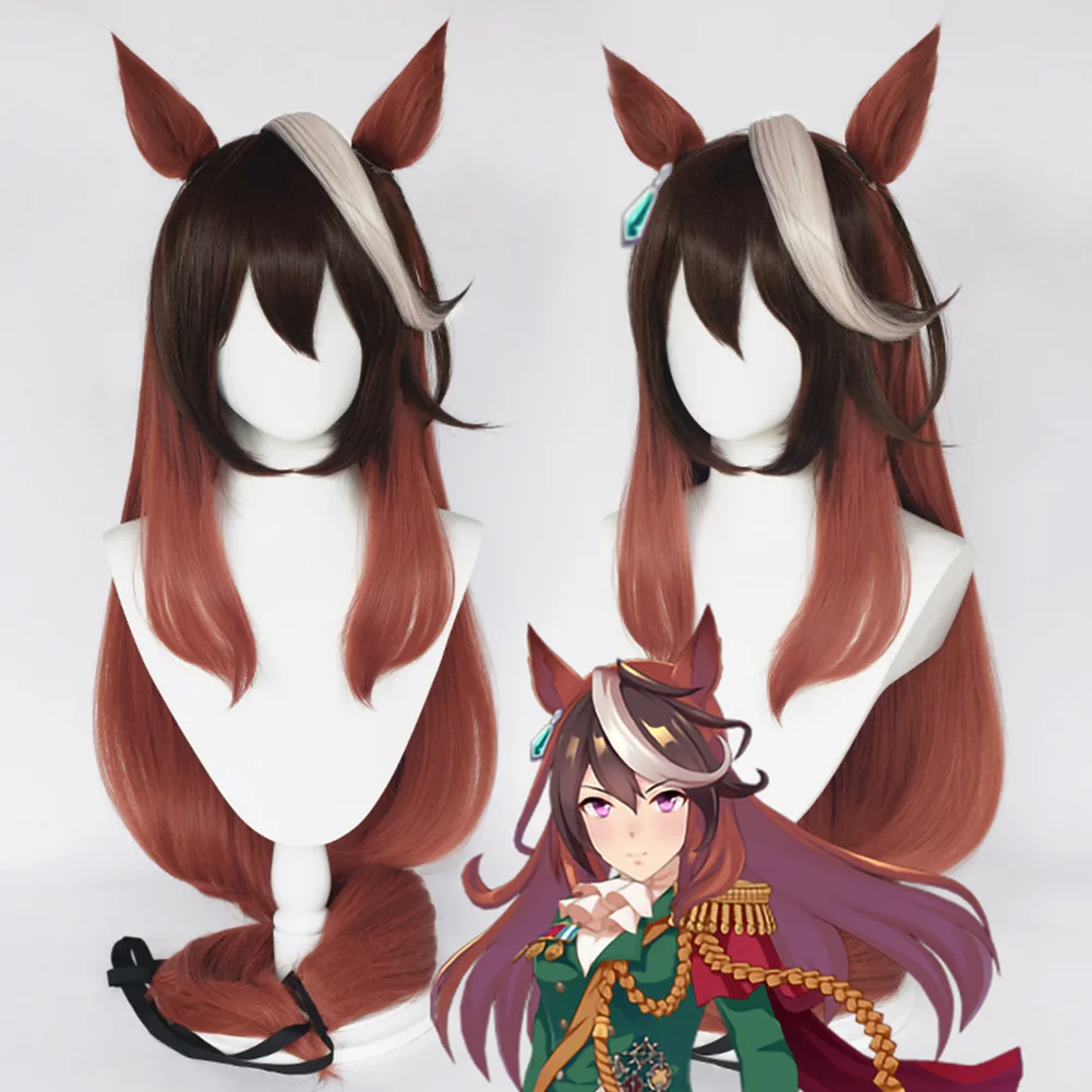 

Парик для косплея Uma Musume Pretty Derby Symbol I Rudolf, каштановые волосы, термостойкие синтетические волосы, парики для вечеринок с ушком + бантом