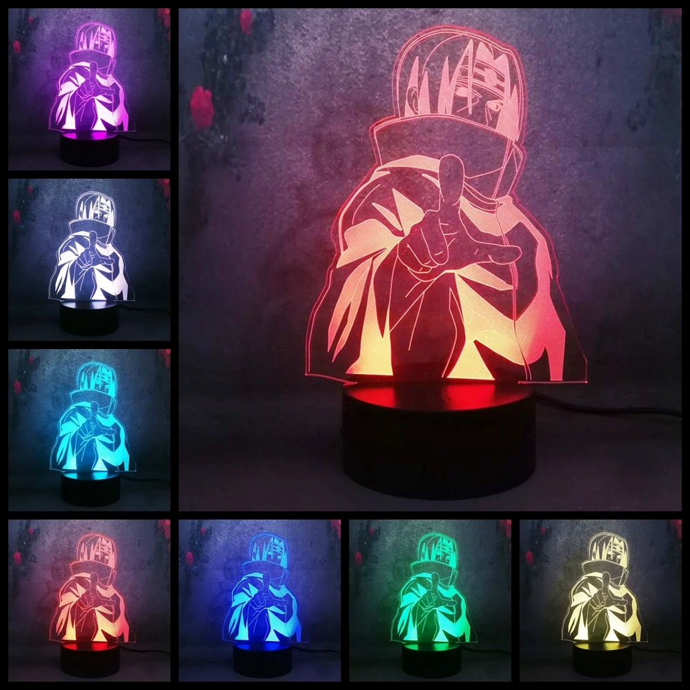 COOL Boy Naruto Sasuke 3D USB Child current Desk Table lamp cartooncomic figure Night Light kid baby sleep bedroom Decor gifts