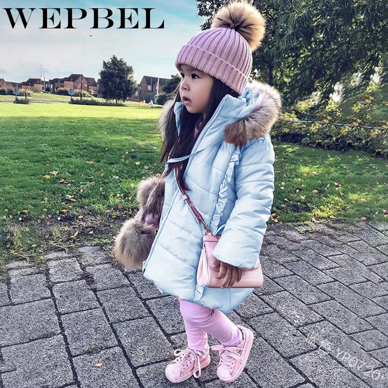 WEPBEL/модные детские парки на пуху для девочек сезон осень зима Теплая