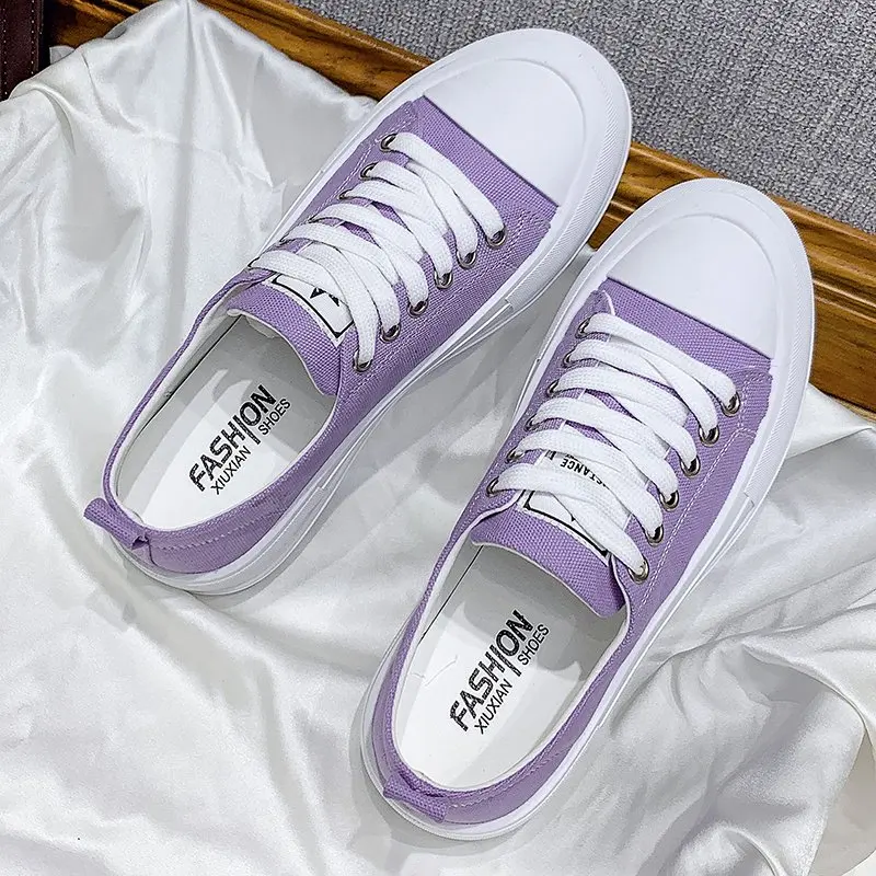 

Кроссовки женские из Вулканизированной Ткани, на толстой подошве 4 см, с низким верхом, дышащие, повседневные, 2021