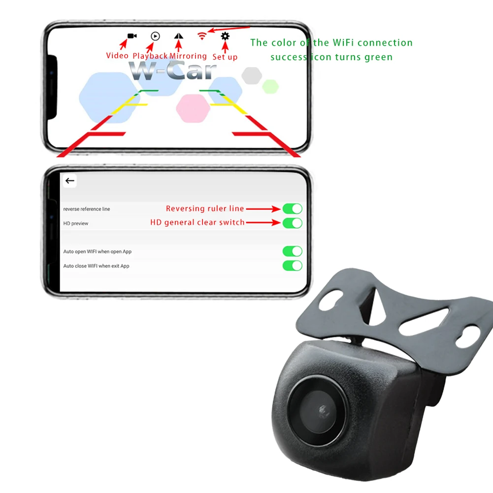

Wide Angle 170 Degrees Wireless Back Up Universal Car WiFi Vehicle Accessories Rear View Sensor Reverse Parking Camera Monitor