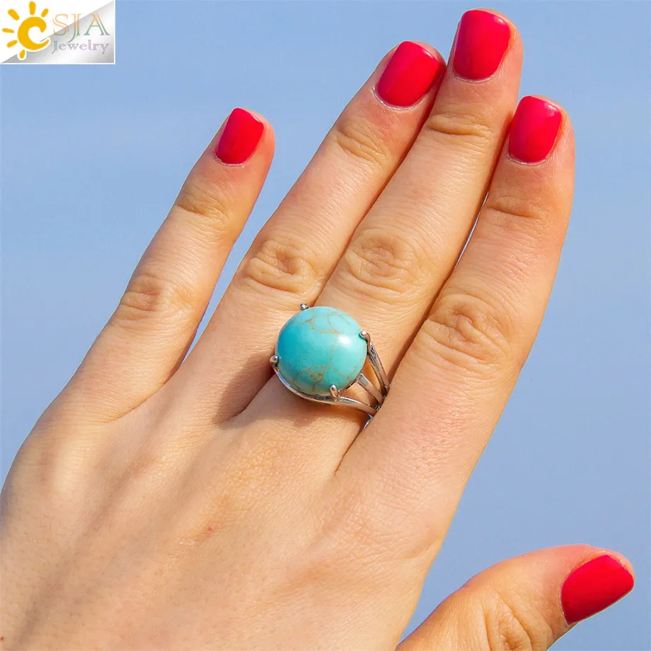 Женское кольцо с кристаллами CSJA из натурального камня круглые бусины