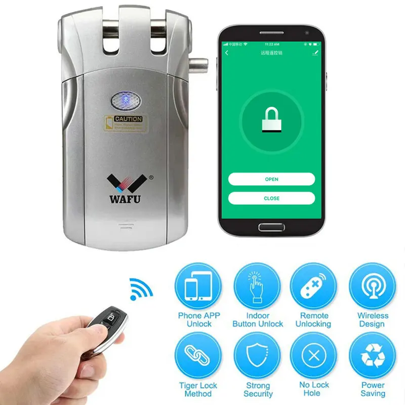 Смарт-замок дверной WAFU 018 Вт Wi-Fi беспроводной с дистанционным управлением |