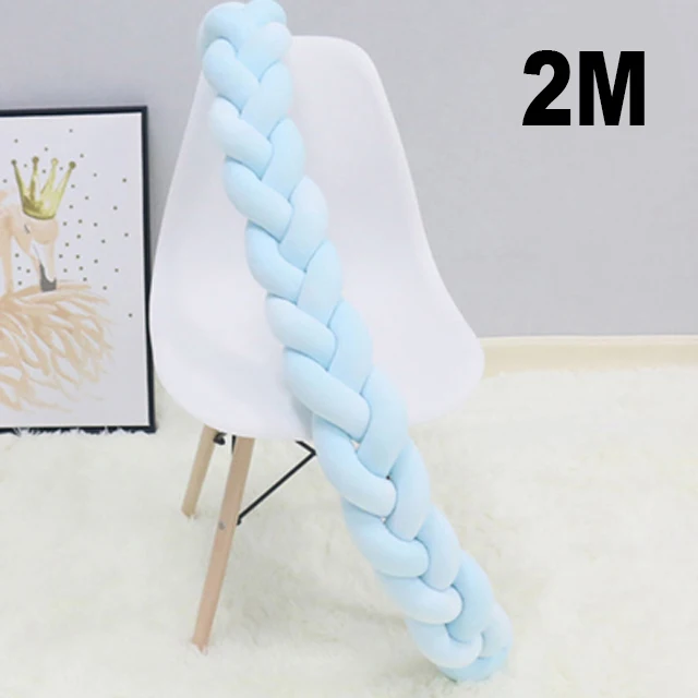 2M Blue 1 м/2 м/3 м длина новорожденного ребенка кровать бампер чистый плетение плюшевый узел кроватки бампер детская кровать защита для кроватки Декор детской комнаты - Цвет: 2M Blue