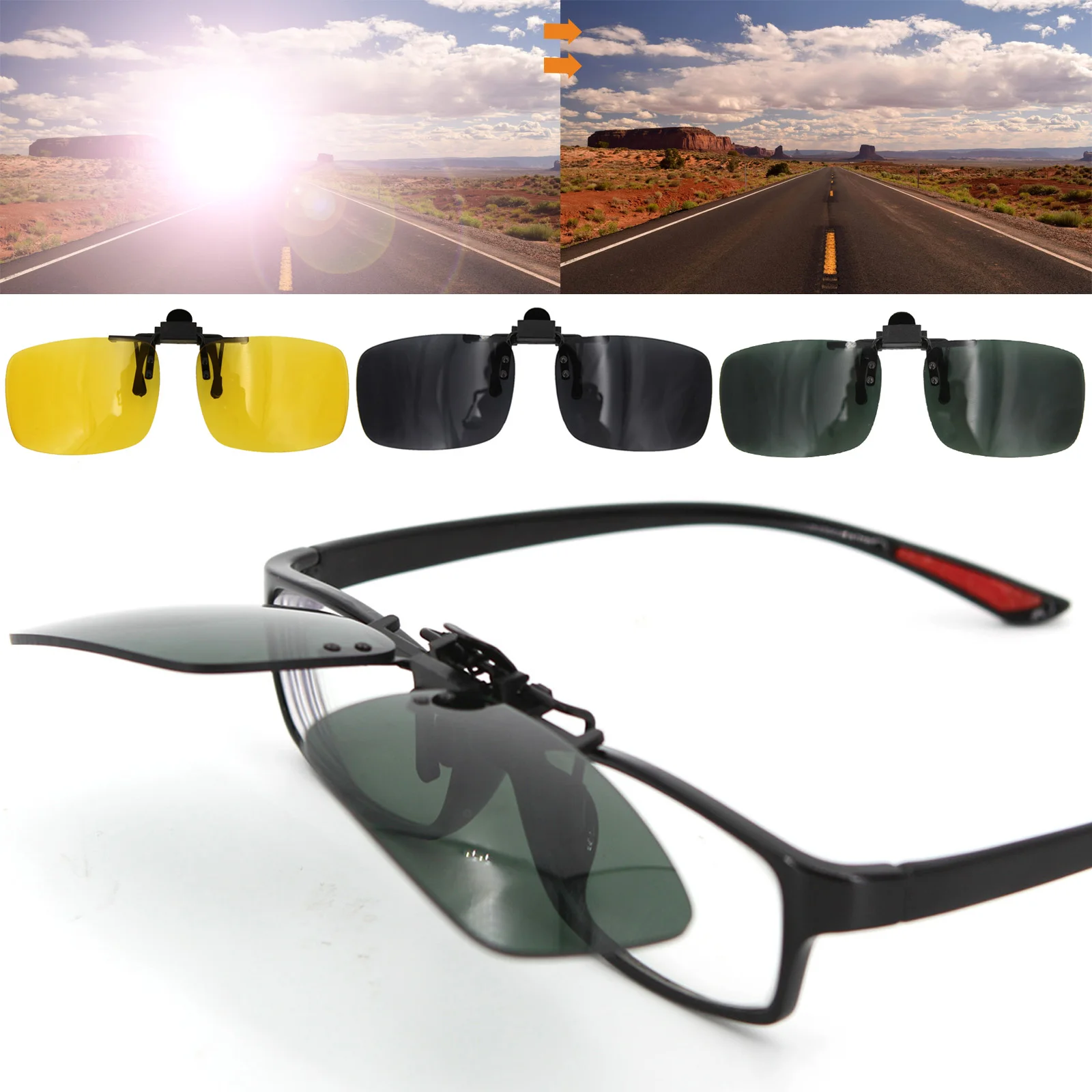 

Car Driver Goggles Anti-UVA UVB Polarized Sun Glasses Driving Night Vision Lens Clip On Sunglasses Auto Travel Accessories