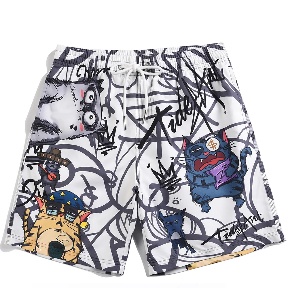 

Мужские летние короткие пляжные шорты 2021 с цветочным принтом дышащие быстросохнущие свободные Стильные шорты с принтом-40