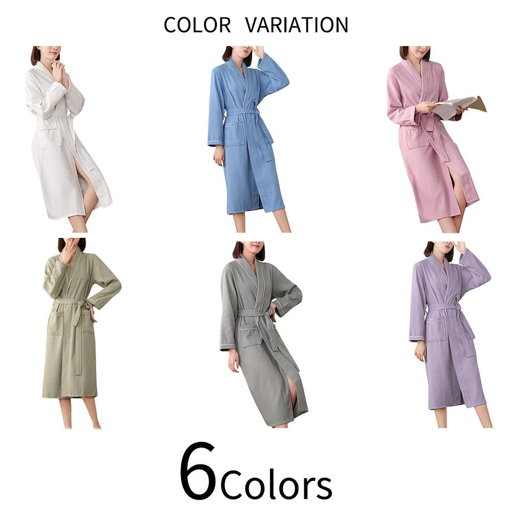 

2021 Fashion Nightgown Women Solid Color Sleepwear Lace Soft Spring Couple Pajamas Night Wear Pockets 6 Colors Nightdress Women