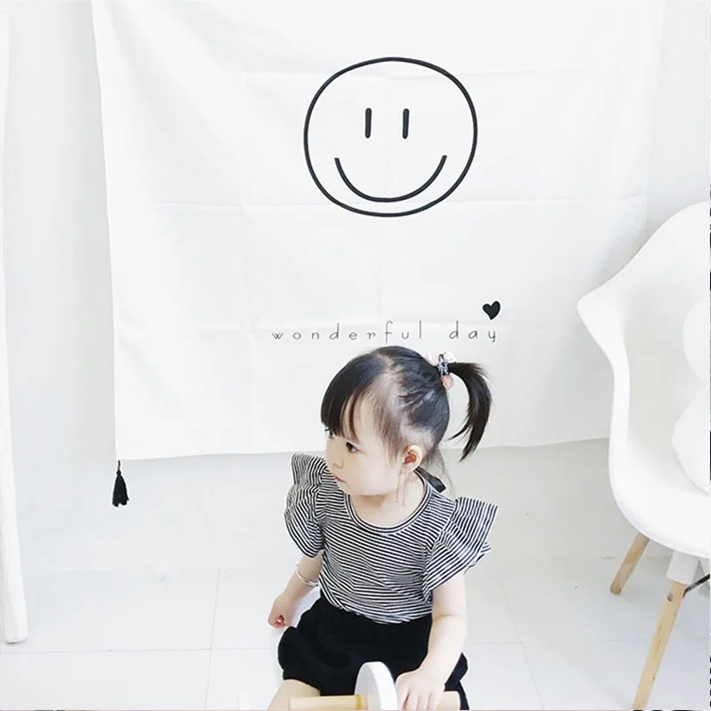 Летняя симпатичная футболка для маленьких девочек Футболка с рукавами рюшами