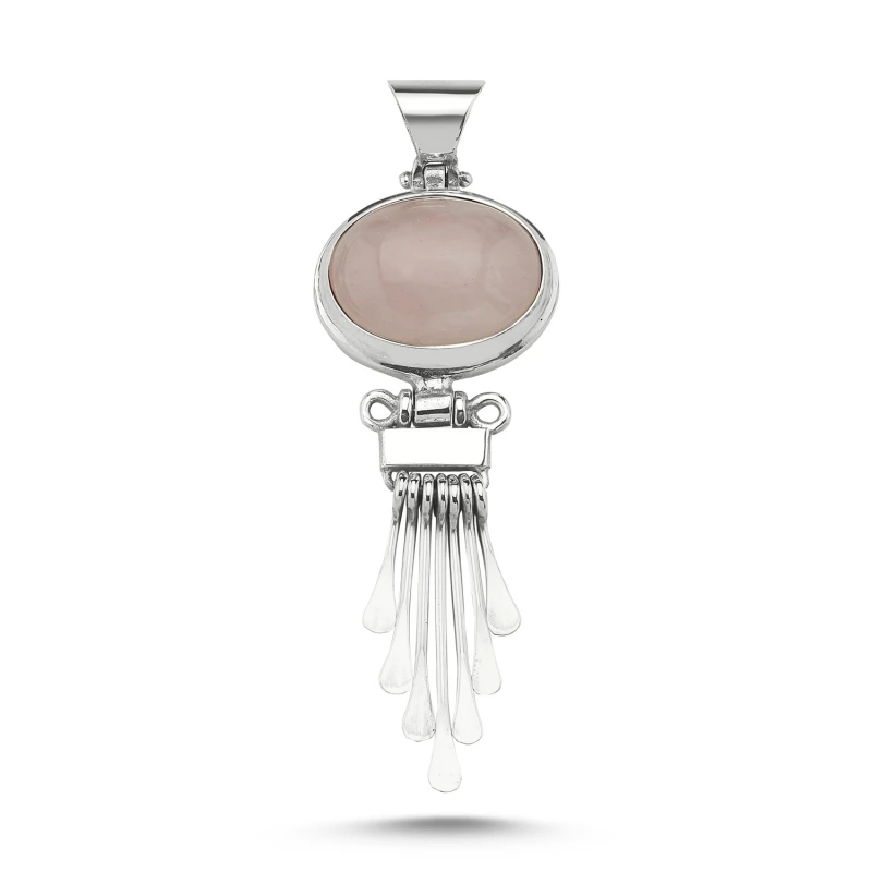 

Silverlina Silver Pink Quartz Stone Handwork Pendant