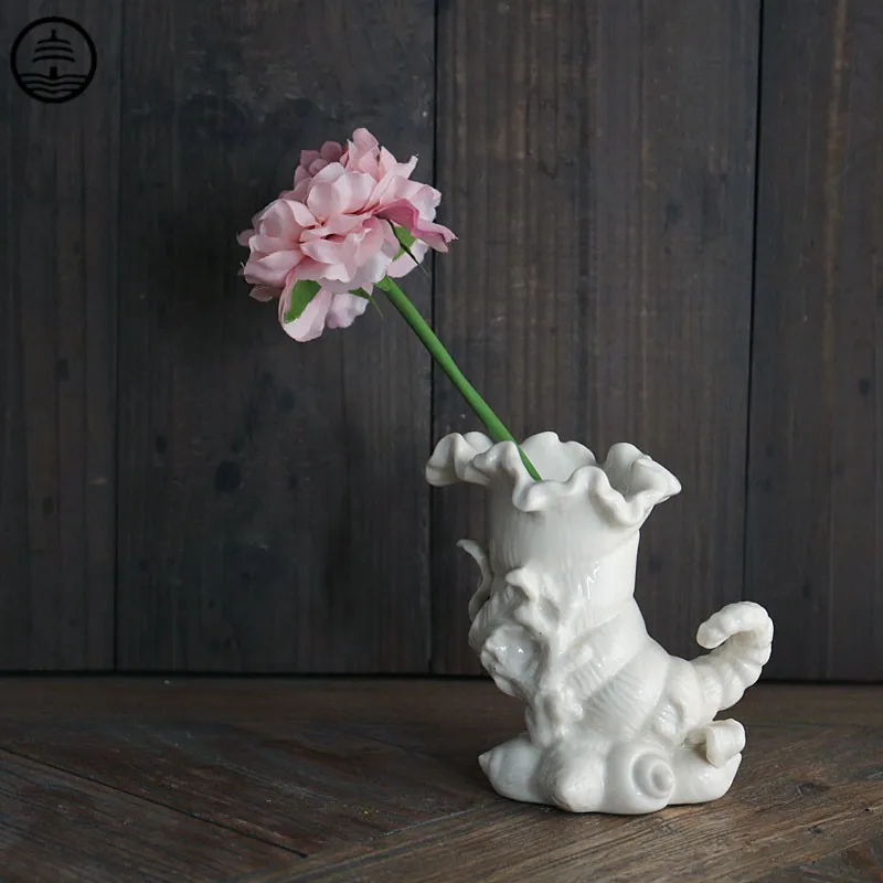 Vaso de Armazenamento Decoração para Casa Guang Nordic Criativo Concha Modelagem Arte Flores Secas Organizando Animal Cerâmica Artesanato R6539 Bao ta