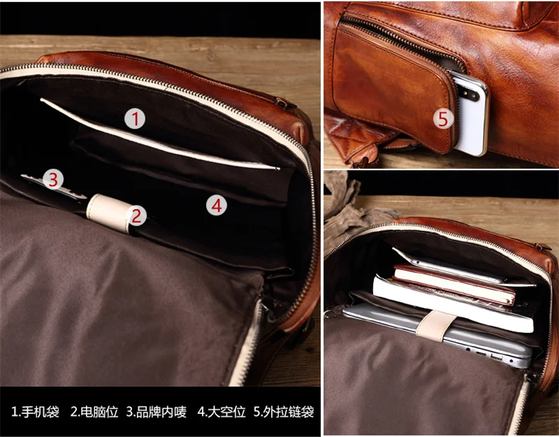 Мужская Дорожная сумка рюкзак для альпинизма винтажный из натуральной кожи