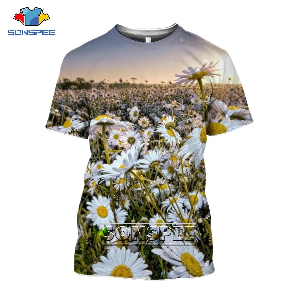 

SONSPEE T Shirt New Men Women Beach T-shirt 3D Print Little daisy Funny Street Fashion Sports Fitness Harajuku BeautifulTshirt