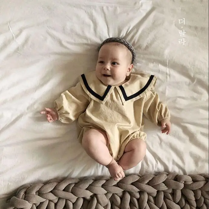 2019 хлопковая и конопляная одежда для ползания с длинным рукавом воротником