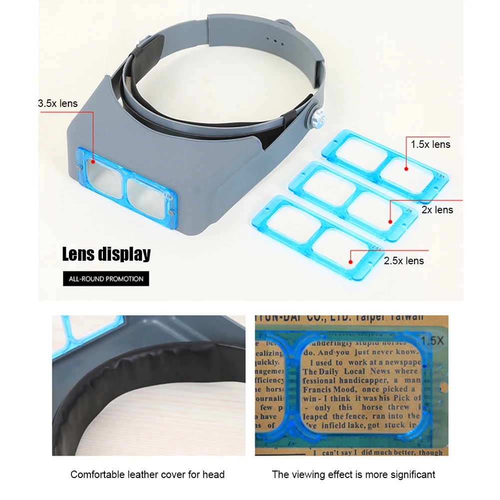 

Head Wearing Magnifier 1.5X/2X/2.5X/3.5X Magnifying Glass Jewelry Monocle Appraisal Magnifier Coin Stamps Loupe