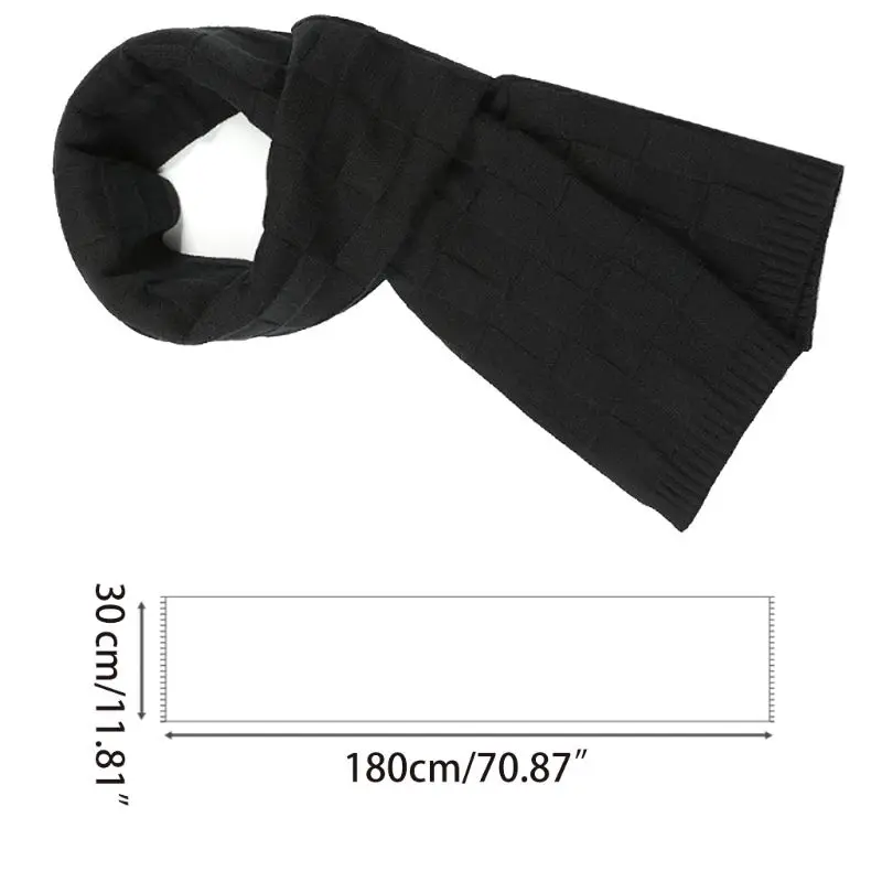 

Men Classic Business Knitted Long Scarf Solid Color Plaid Jacquard Shawl Wraps
