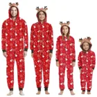 2021 новый год, Рождественский пижамный комплект, толстовка на молнии с капюшоном и капюшоном, одинаковые комплекты для семьи, одежда для сна, комбинезоны