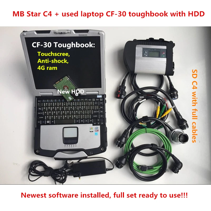 MB Star C5 sd подключение с ноутбуком cf30 Toughbook диагностический компьютер CF 30 новейшее