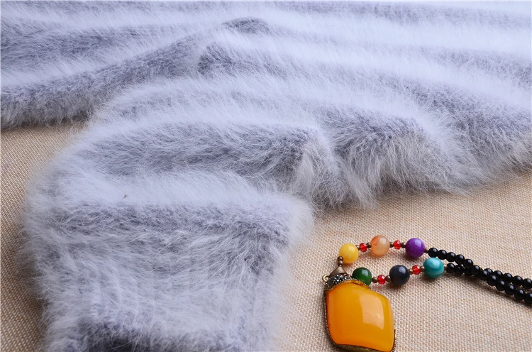 Высокое качество Длинные ангорские кроличьи волосы Свободные рукава летучая