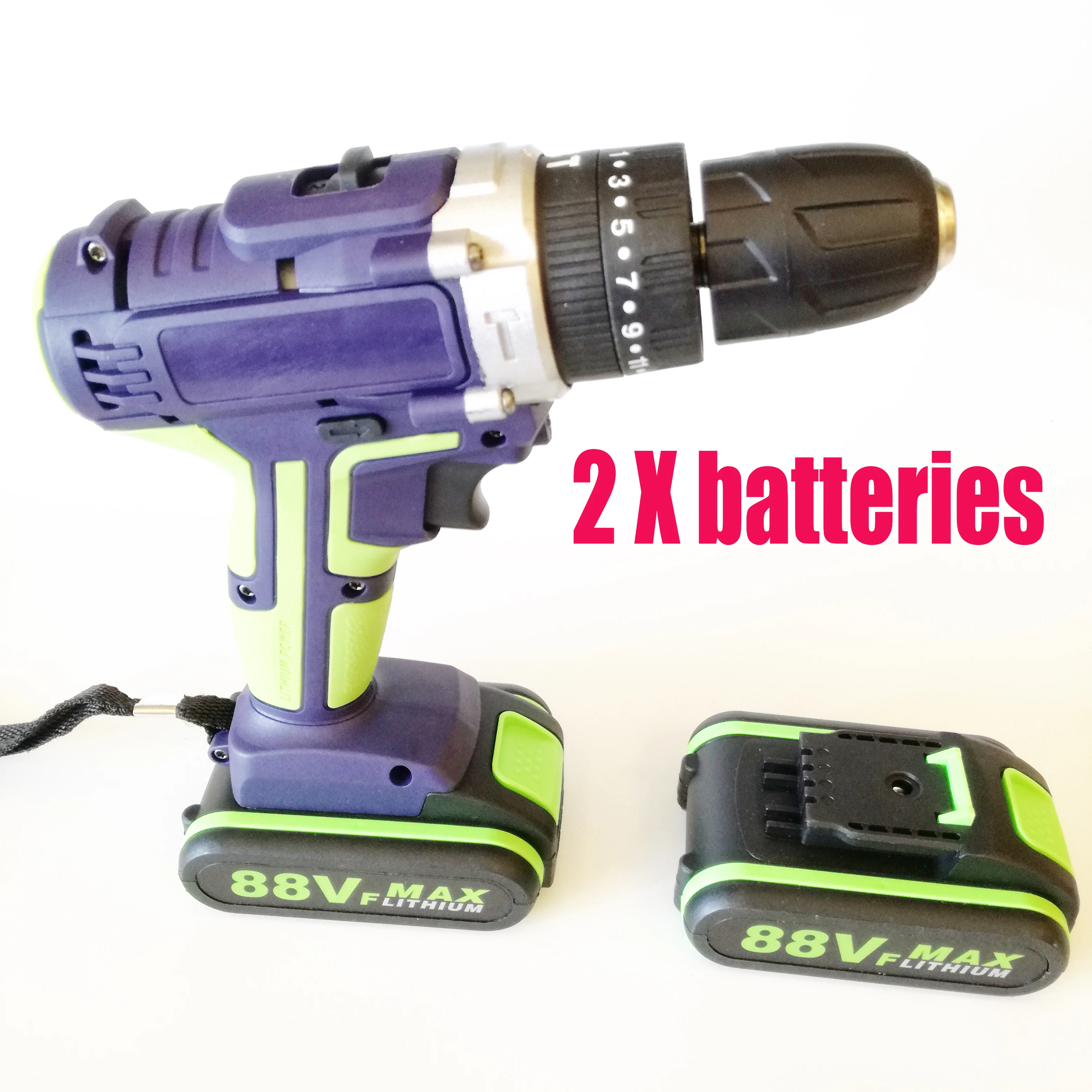 Беспроводная электрическая Ударная дрель 88 в литий ионная батарея