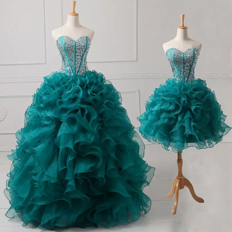 Женское бальное платье Jiayigong расшитое бисером Quinceanera 2 в 1 со съемной юбкой 16|quinceanera