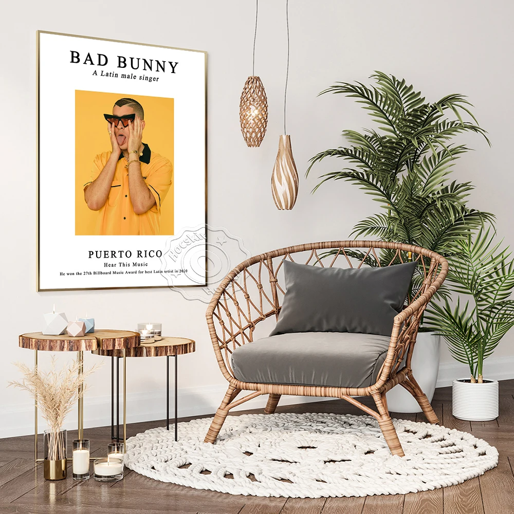 Плакат регги певица плохой кролик Порто-Рико настенные художественные принты