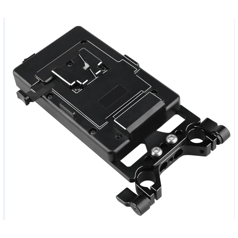 

V Lock Battery Mount Plate with 15mm Rod Clamp Power Supply Splitter for DSLR Rig System