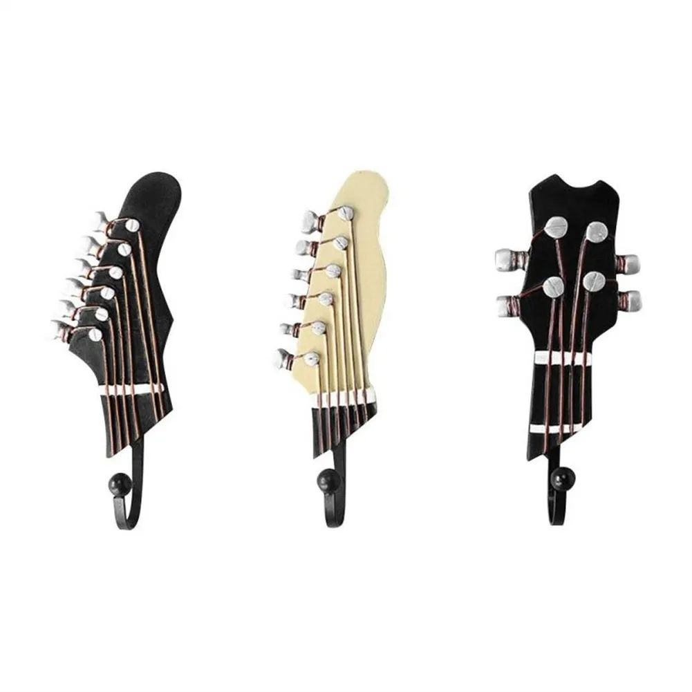 

3X Multi Purpose Wall Mount Guitar Head Hooks Clothes Hat Hanger Home Decoration For Watch Keys Sundries Bedroom Living Room