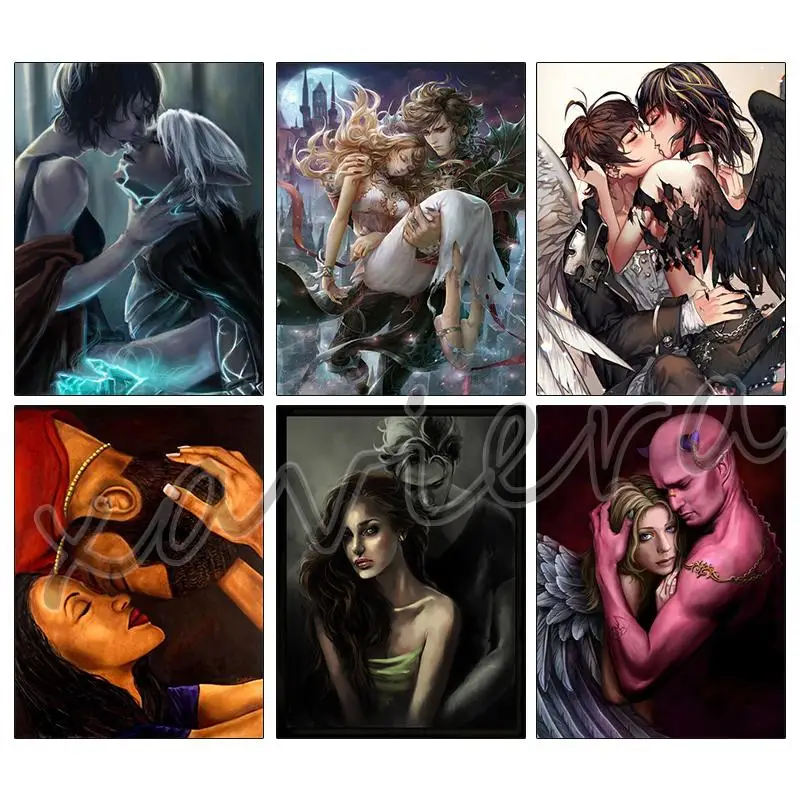 

New 5D Diy Diamond Painting Embroidery Romantic Love Kiss Mosaic Cross Stitch Kit Couple Full Square Drill Rhinestone Picture