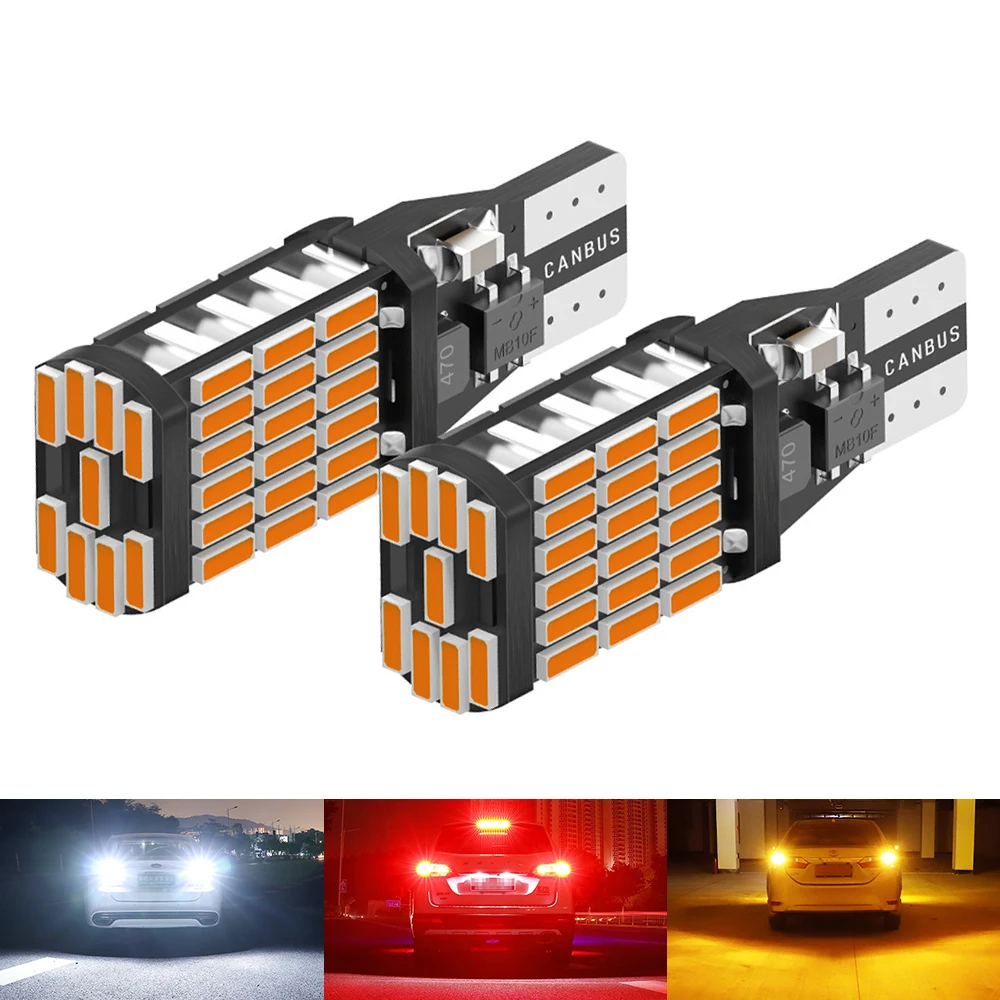 

2pcs T15 T16 W16W 921 912 Led 1200Lm LED Canbus Car Backup Reserve Lights Bulb Tail Lamp For BMW AUDI FORD KIA LADA White Amber