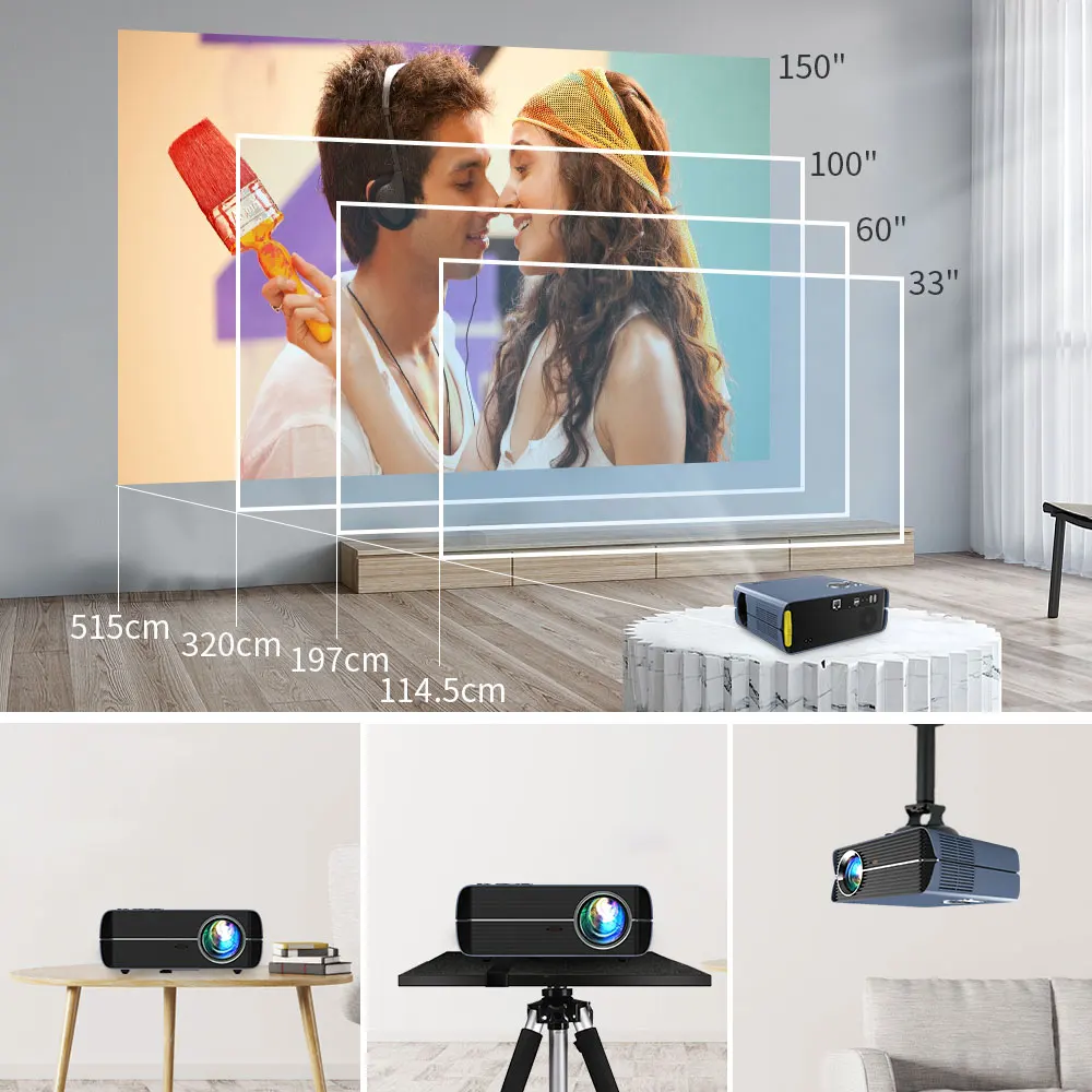 Full Hd проектор 1080P видео домашний кинотеатр 6500 люмен Android 9 0 Беспроводная система