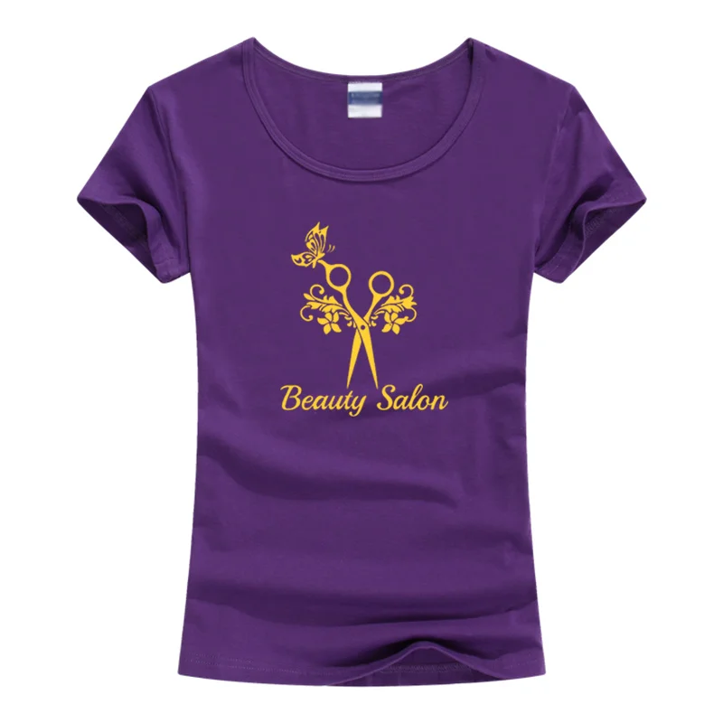 Женская хлопковая футболка с коротким рукавом принтом бабочки и ножницами для