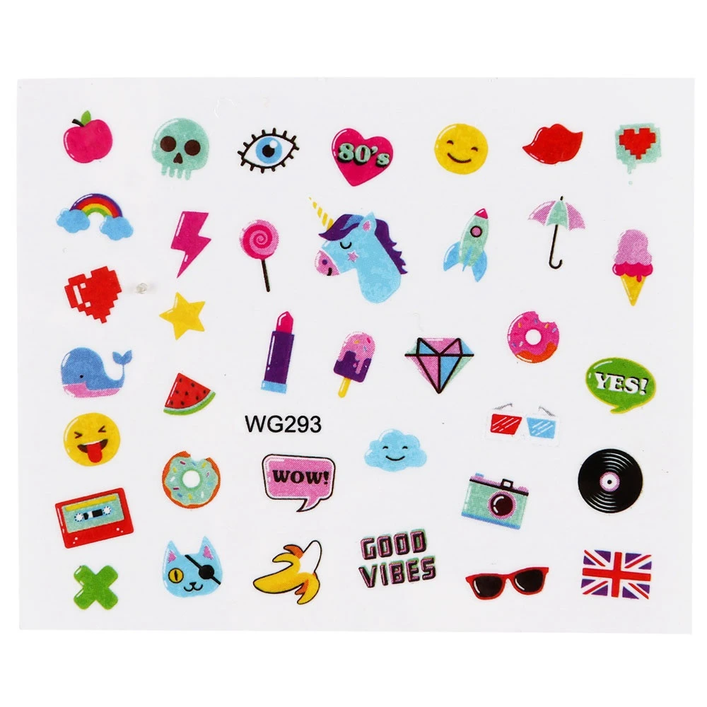 1 шт. летние наклейки для дизайна ногтей Водные Наклейки милые Мультяшные слайдер