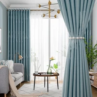 blue feather window blackout curtain for living room bedroom embroidery design high shading drapes custom made