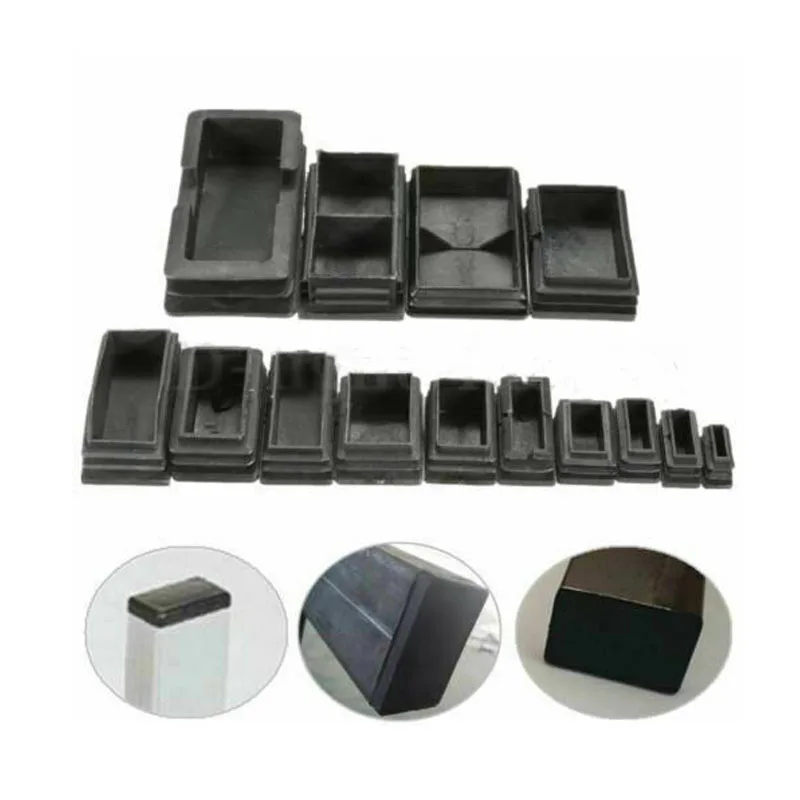 

20pcs Black Plastic Blanking End Caps Rectangular Pipe Tube Cap Insert Plugs Bung For Furniture Tables Chairs Protector