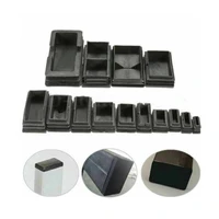 20pcs black plastic blanking end caps rectangular pipe tube cap insert plugs bung for furniture tables chairs protector