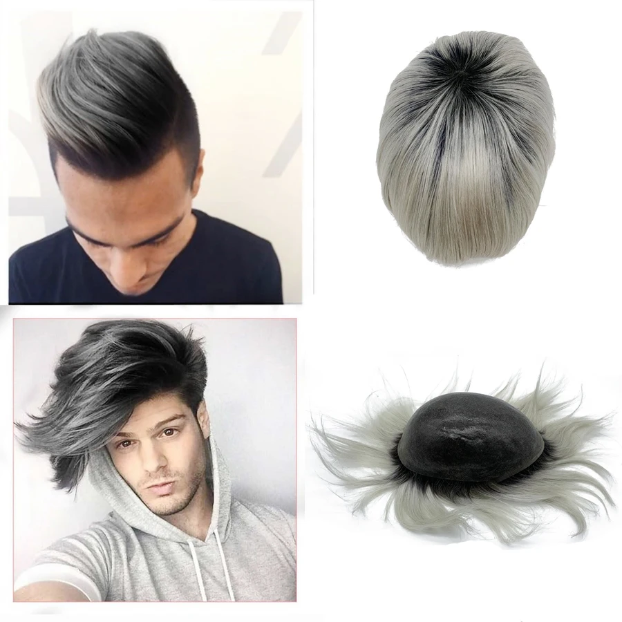 Toupee T Color Hair Prosthesis Poly Base Human Hair