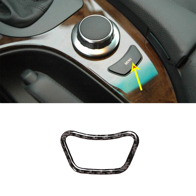 

3D наклейка для кнопки меню автомобиля из углеродного волокна для BMW 5 серии E60 E61 2004-2010, автомобильные аксессуары, 1 шт.