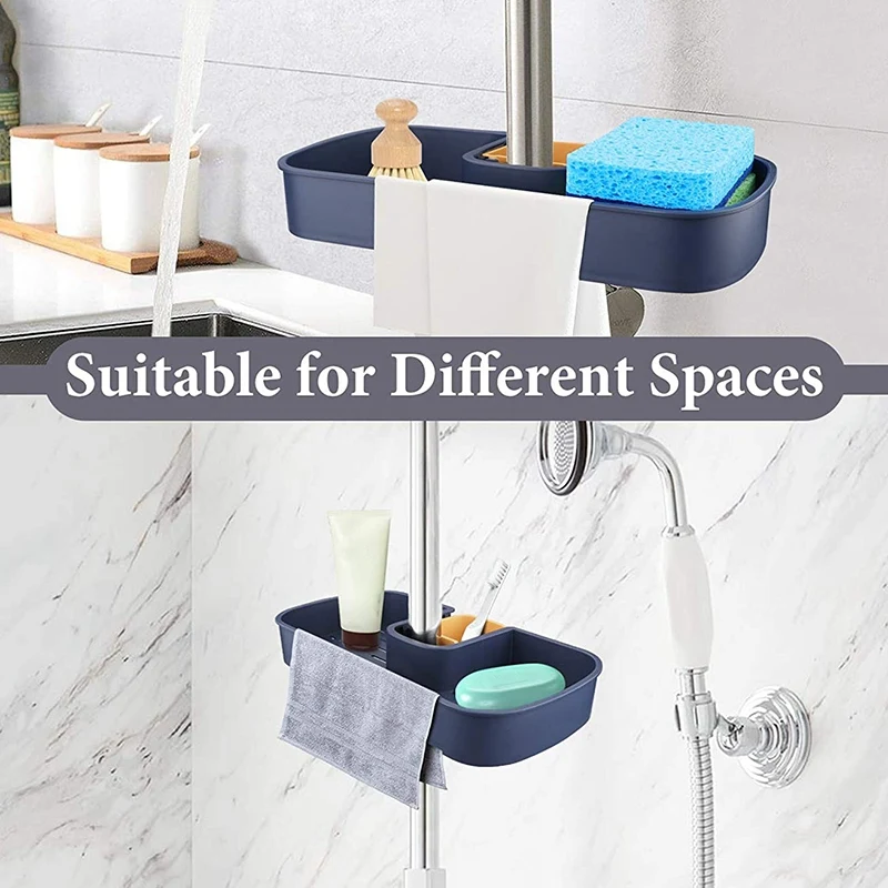 

Sponge Holder for Kitchen Sink, Sponge Holder over the Faucet, Sink Caddy Organizer for Soap Brush and Dishcloth