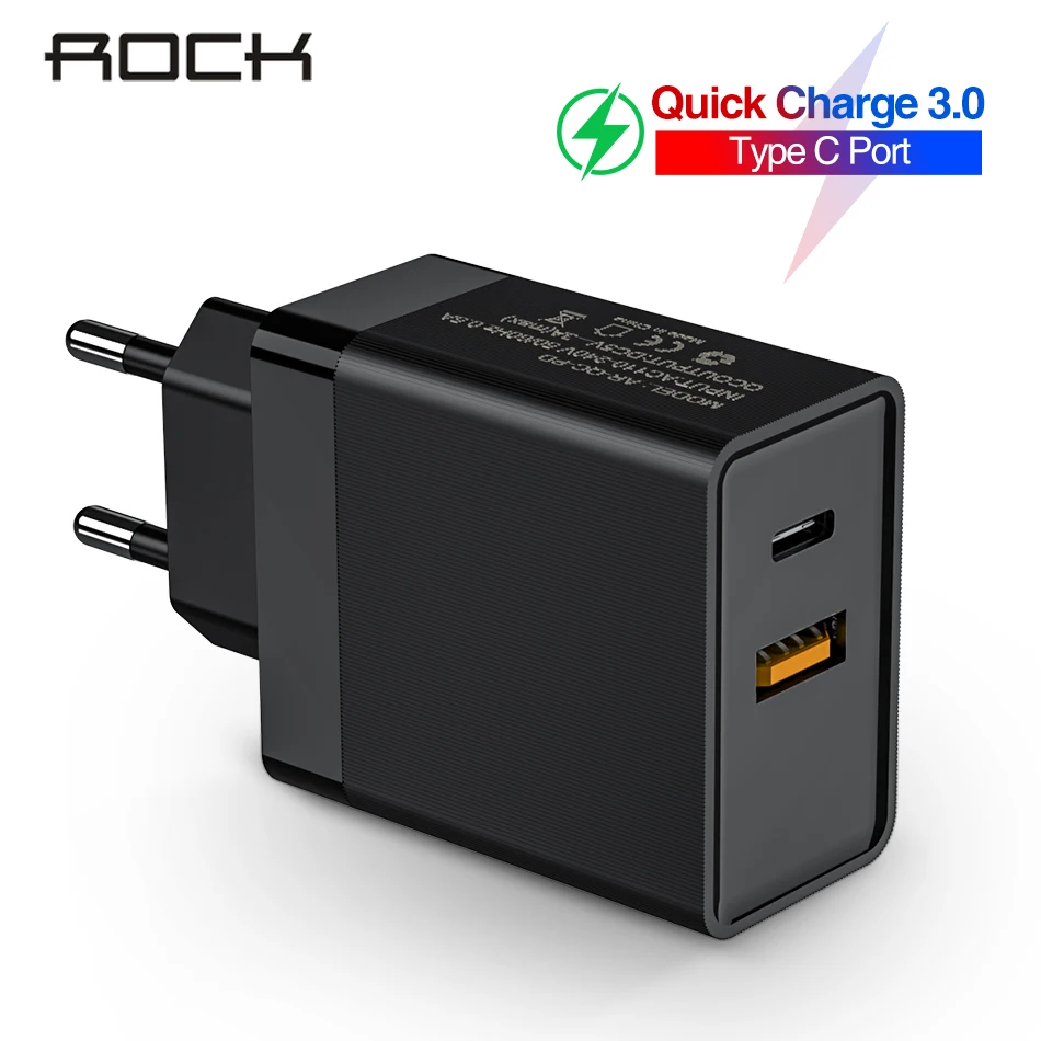 ROCK Quick Charge 3 0 type C USB зарядное устройство QC3.0 настенное для мобильного телефона iPhone