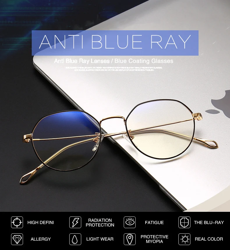 YOK'S Anti Blue Ray необычные очки для женщин Ультра светильник металлическая оптическая оправа компьютерные игровые очки близорукость очки WN1221