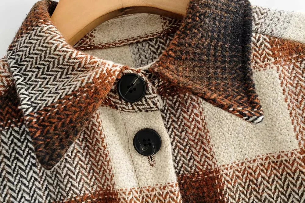 

2020 Spring Loose Blouse Women Loose-Fit Plaid Shirt Autumn Single Breasted Long-sleeve Vintage Retro Blouse