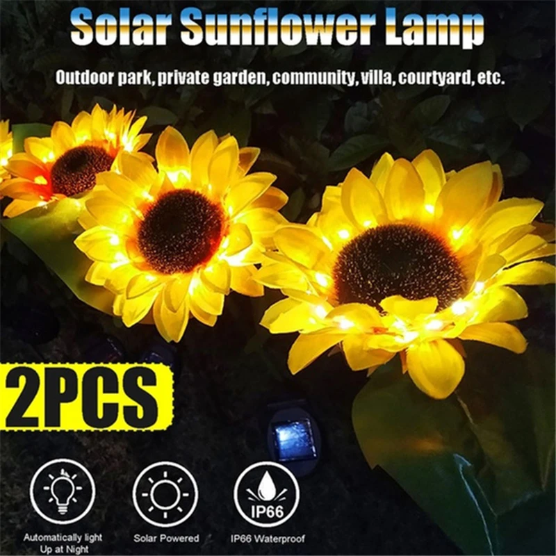 

20 LEDs Sunflower Solar Light Garden Outdoor Lawn Lamp Waterproof Terrace/Courtyard/Patio/Porch Solar Landscape Sunflower Lights