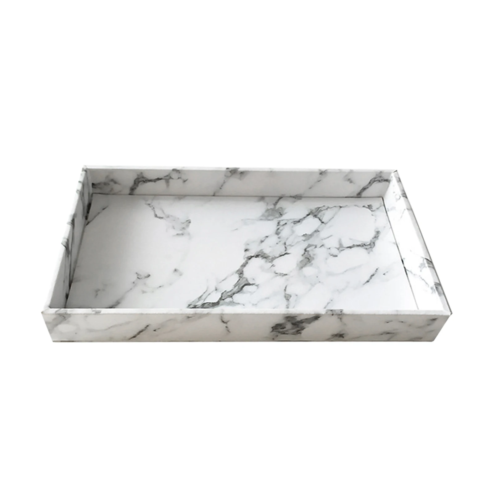 

PU Leather Elegant Multifunctional Cup Holder Desktop Portable Marble Pattern Serving Tray Bathroom Easy Clean Storage Organizer