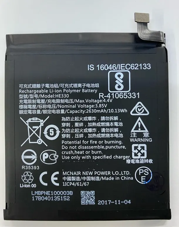 

Original HE330 2630mAh Battery For Nokia 3 DUAL TA-1032 HE 330 Batteries Bateria