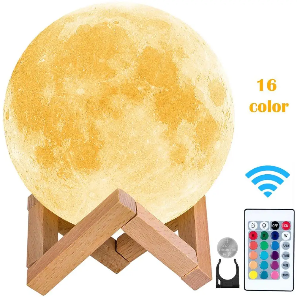 LEADLY Moon Lamp Moon Light Night Light USB Charging Touch Control Brightness 3D Printed Warm And Cool White Lunar Lamp