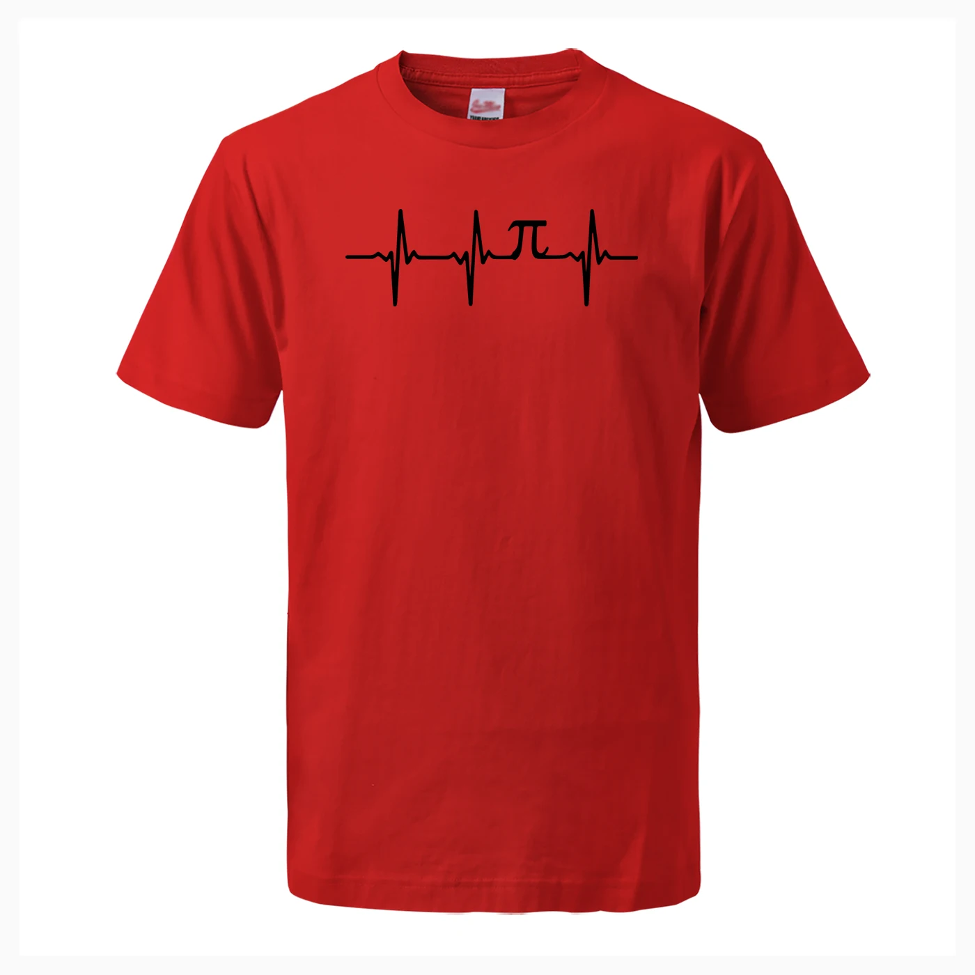 Забавная футболка Pi Heartbeat, футболки с математическим принтом, хлопковые повседневные футболки с коротким рукавом и круглым вырезом размера плюс, модная одежда для фитнеса в стиле хип-хоп, уличная одежда - Цвет: Red 1